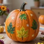 AI hero concept for 6 Easy Pumpkin Painting Ideas with Leaves, Stars & Flowers