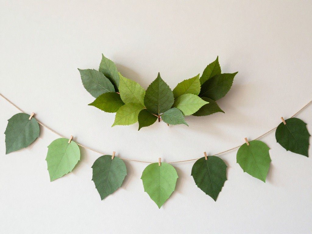 Decor concept for Leaf crowns, bunting, and simple displays